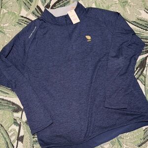 Peter Millar Blue Long Sleeve Performance Pullover Quarter Zip Thermal NEW XL